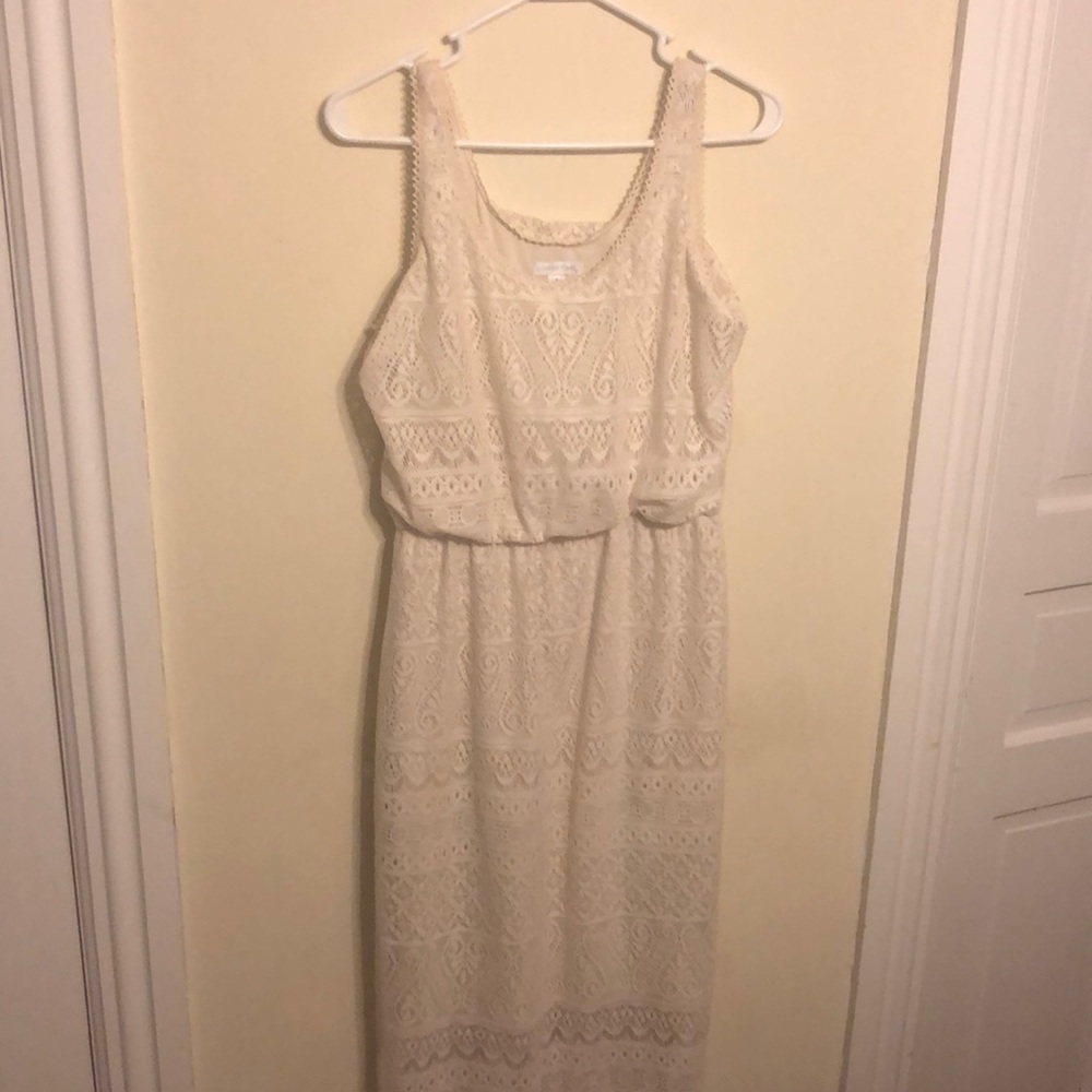 Cream lace floor length dress